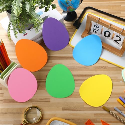 Image of Ireer 48 Pcs Large Foam Easter Egg Cutouts 6 Inch Colorful Bulletin Board Decor Egg Shape Cutouts DIY Crafts for Easter Spring Classroom Craft Project Party Supplies Chalkboard Wall Decor
