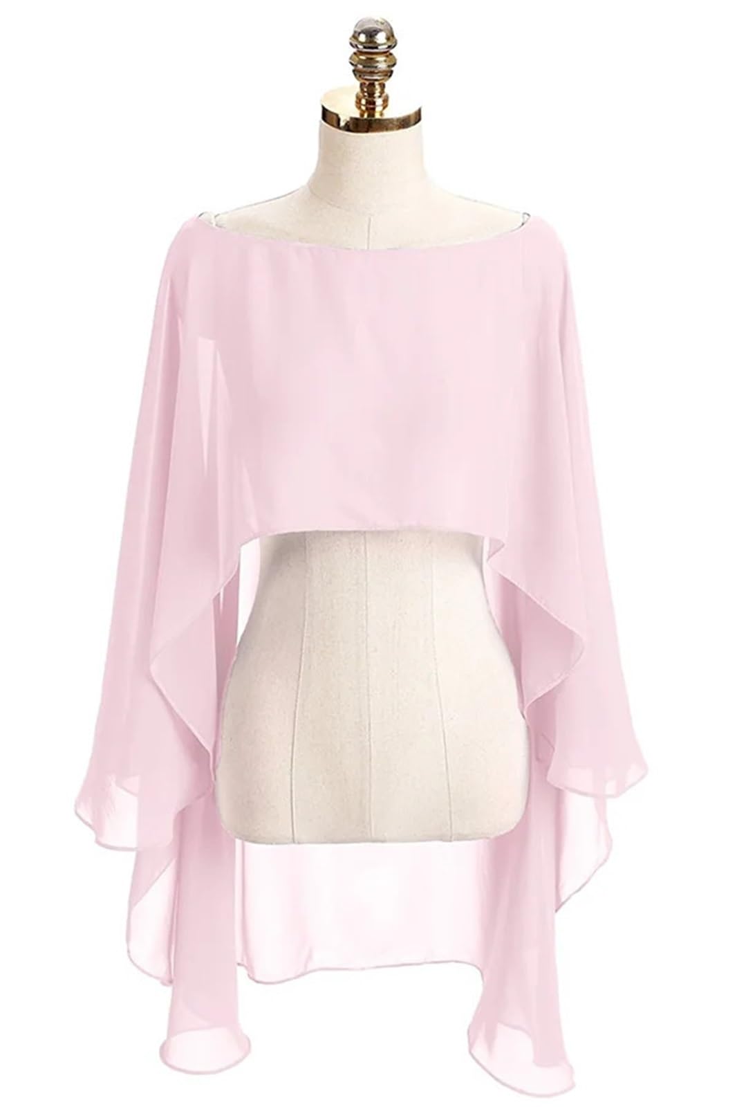 WXBCDS Chiffon Bolero Women Soft Capes Wedding Jacket Chiffon Shrug Bridal Bolero Long Shawl And Wraps(Pink)