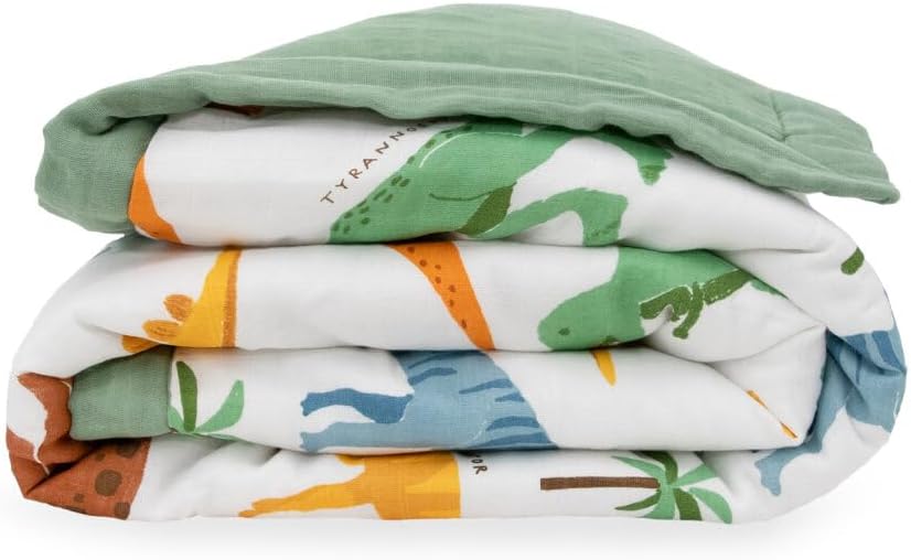 Little Unicorn Muslin Comforter Blanket | Soft & Breathable Muslin Fabric | 36"x50" | 100% Cotton | Crib & Toddler Bed Blanket (Dino Names) - Image 2