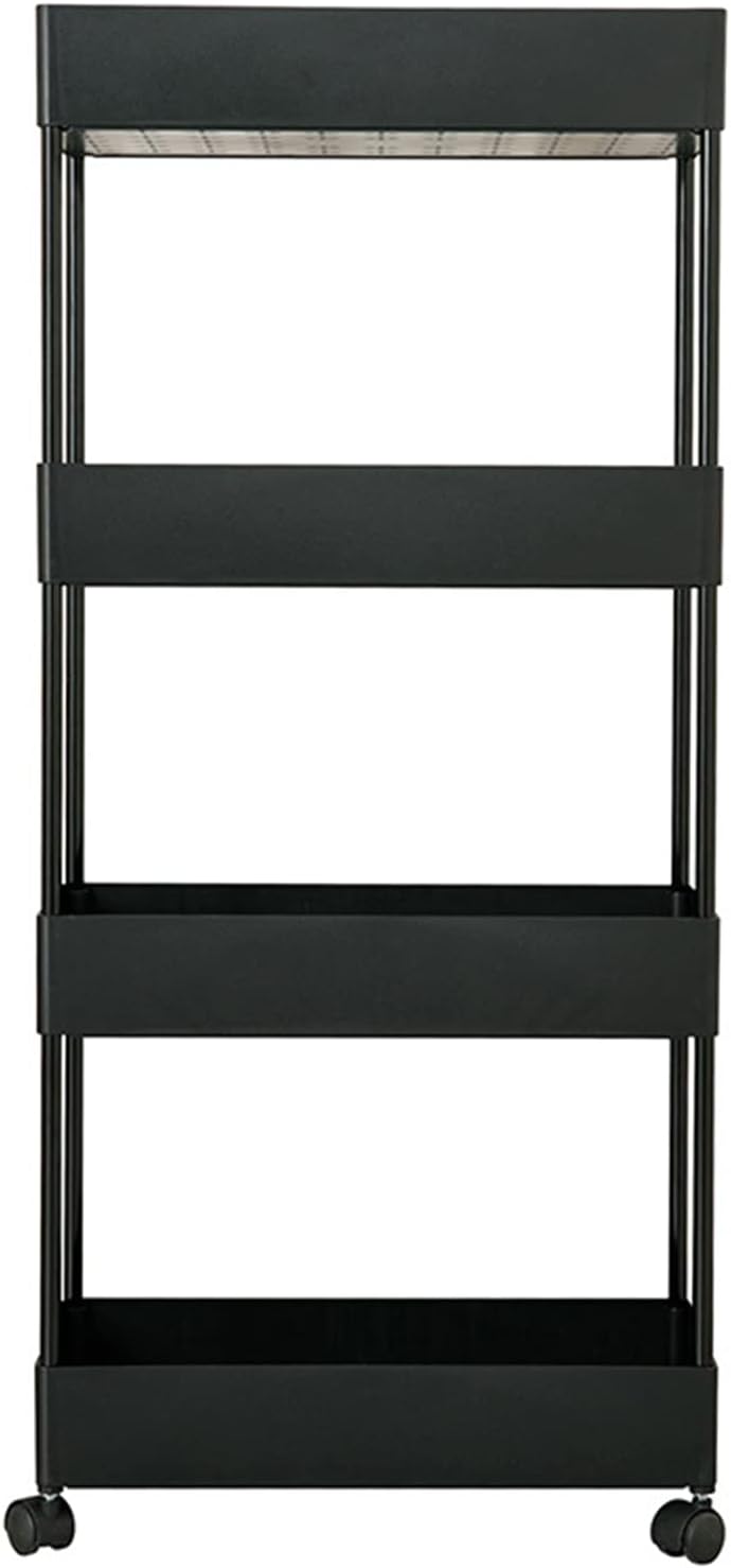 Countertop Storage Rack with Hooks, Multi-Functional Storage Organization for Living Room Bathroom Kitchen Supplies Storage Basket(Size:4 Layers,Color:White) (Black 4 Layers)