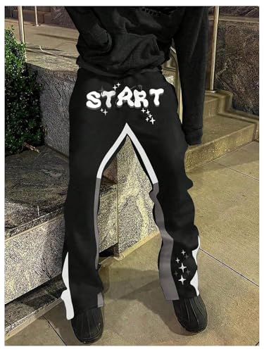 GORGLITTER Boy's Star Graphic Stacked Sweatpants Joggers Athletic Y2K Straight Leg Track Pants3