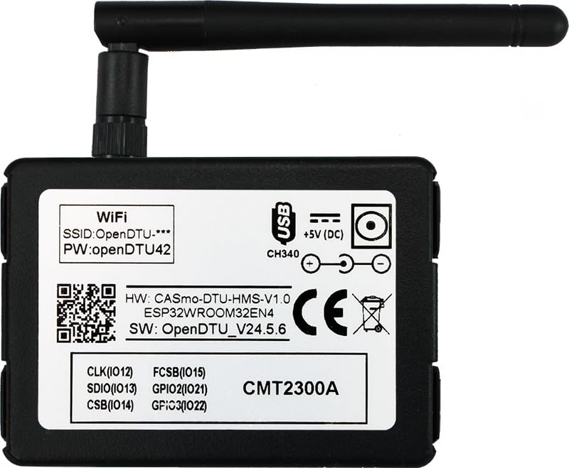 CASmo-DTU-HMS Let op: niet compatibel met wifi-omvormers (bijv. HMS-600W, HMS-800W) gateway voor 10 Hoymiles (2,4 GHz) omvormers in het wifi-netwerk
