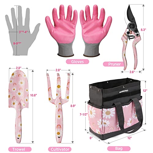 image for WORKPRO 5PCS Gardening Tools, Aluminum Heavy Duty Garden Tool Set with