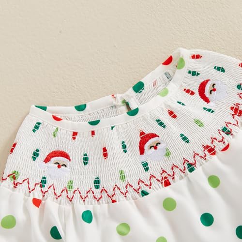 Engofs Baby Girl Christmas Outfit Toddler Long Sleeve Embroidery Smocked Romper3