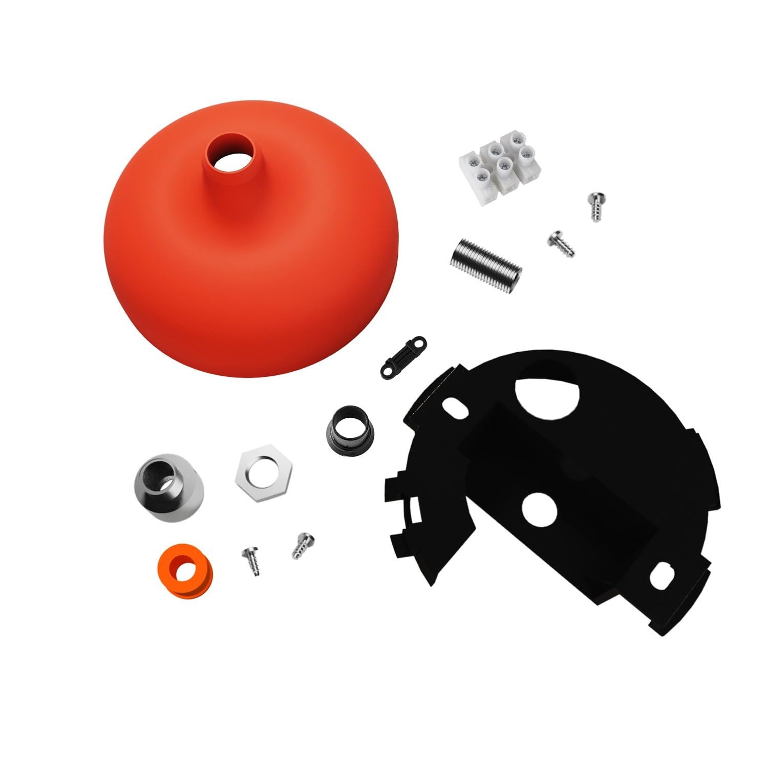 creative cables Kit rosone per lampadario da soffitto con interruttore ( serracavo conico, silicone rosso, 88 mm, 1 foro) – Fissaggio a staffa per lampadari e sospensioni singole