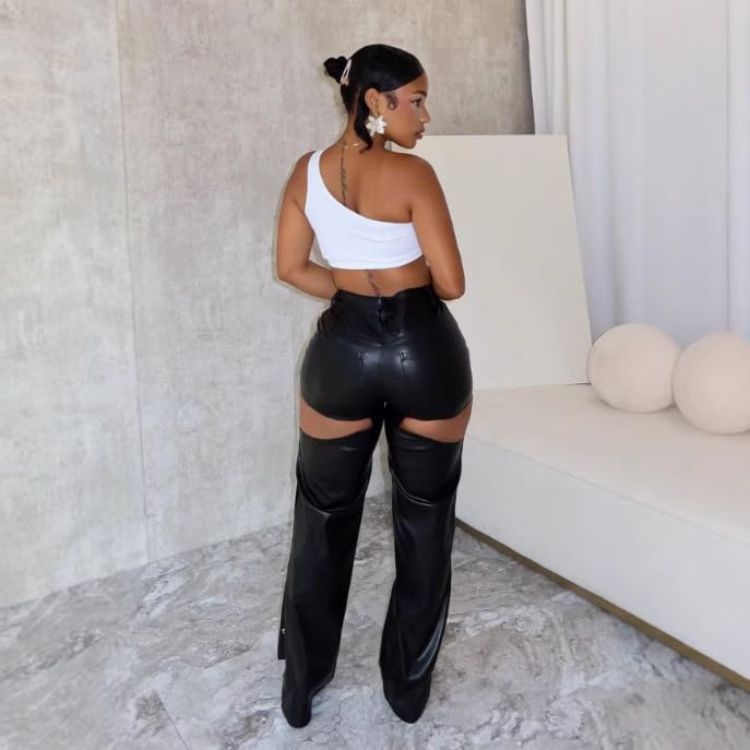 Fashion Slim Hollow Out Pants3