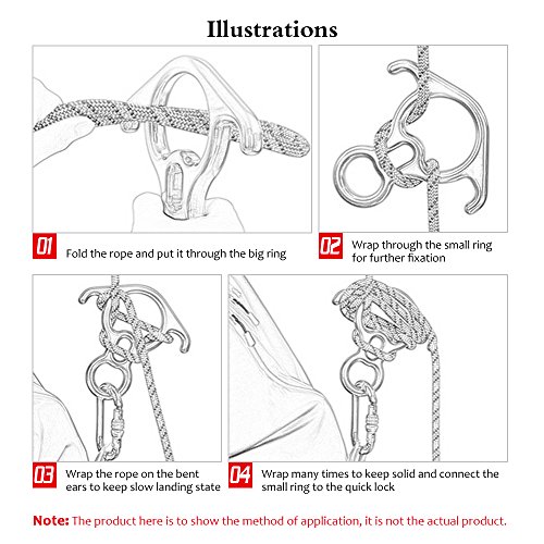 Descendente, Andoer Escalada em rocha externa 8 Descendente 25KN Figura de resgate Rapel Engrenagem