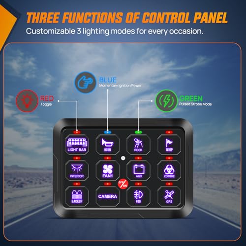 Image of Nilight 12 Gang Switch Panel Relay System with Automatic Dimmable | RGB Backlight Panel Circuit Control Fuse Wiring Harness ON Off LED Switches Pod for 12V 24V Cars Trucks Campers SUV