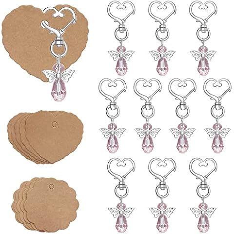 Wedding Lucky Keychains, 10 Pieces Pink Guardian Angel Keychains Cover