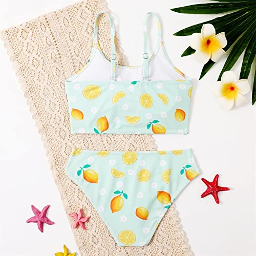 Summer Big Kids Girls Swimwear 2 Piece Swimsuit Kids Lemon Prints Bikini Set Swimwear Little Girls Bathing Suits4