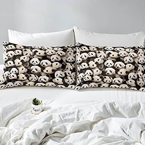 Panda Bedding Set Kids Cute Animal Pandas Comforter Cover Set for Girls Boys 3D Panda Beared Duvet Cover Women Men Lovely Wild Bedding & Linen Bedding & Linen King Size - Image 4