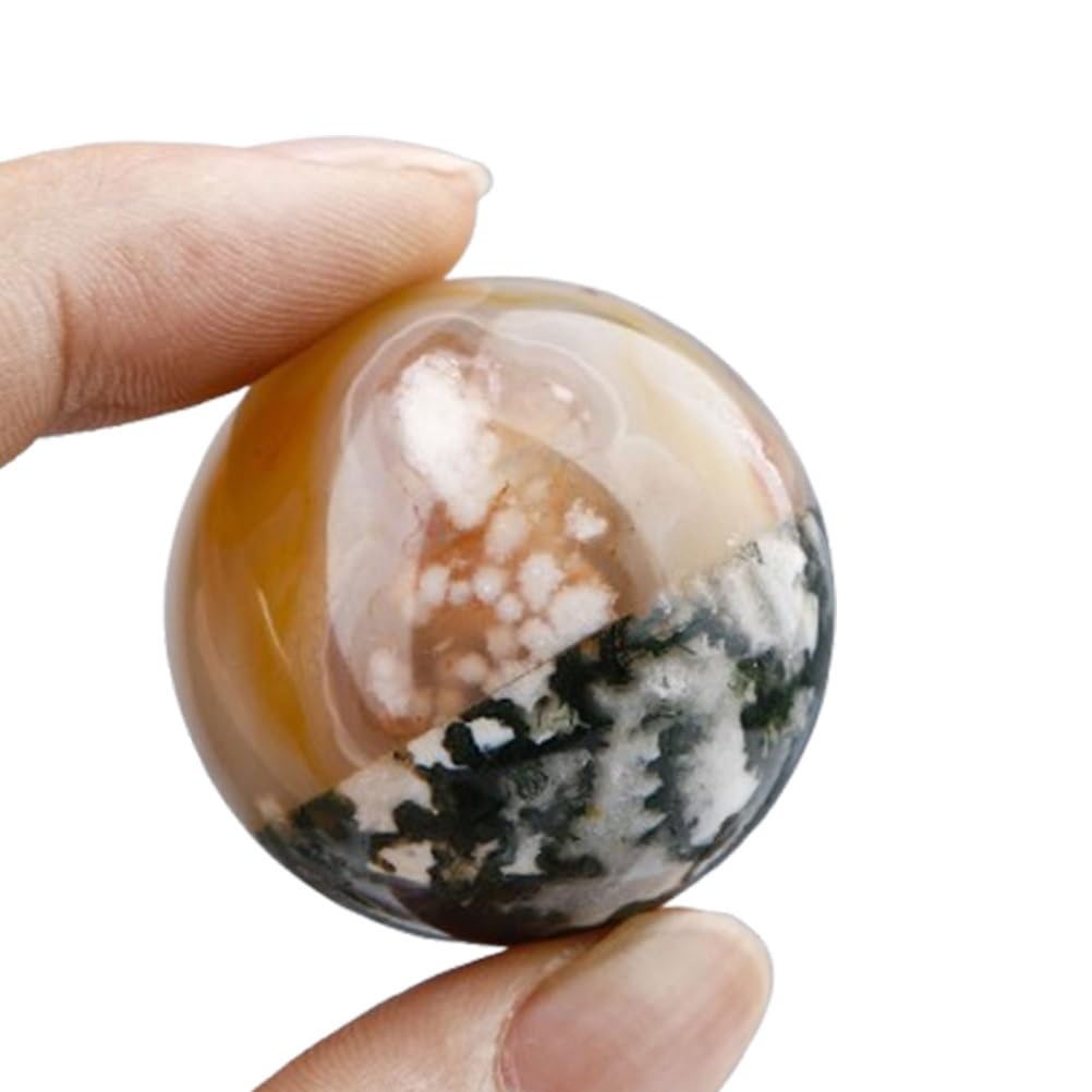 QWZTAEOZA Crystal Powder Cherry Blossom Water Grass Agate Splicing Ball Living Room Office Decoration Ornaments,40~50mm