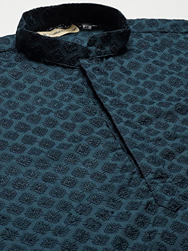 Image of Rajubhai Hargovindas Men Pure Cotton Chikankari Embroidered Straight Kurta