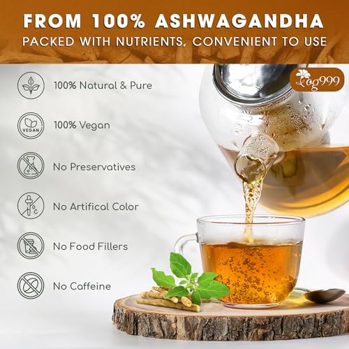 Image of TOG999, Premium 120 Ashwagandha Root Tea Bags, 100% Natural & Pure, Ashwagandha Root Herbal Tea. No Sugar, No Caffeine, No Gluten, Vegan.