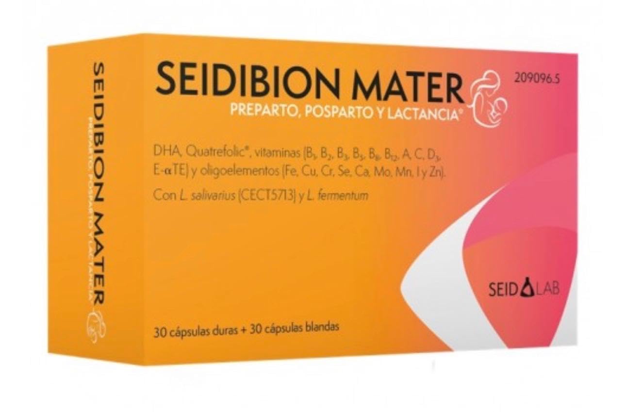 Seidibiion Mater 30 Comprimidos + 30 Cápsulas Blandas | Complemento alimenticio para últimas semanas de embarazo, posparto y lactancia | Con DHA, vitaminas, minerales y probióticos