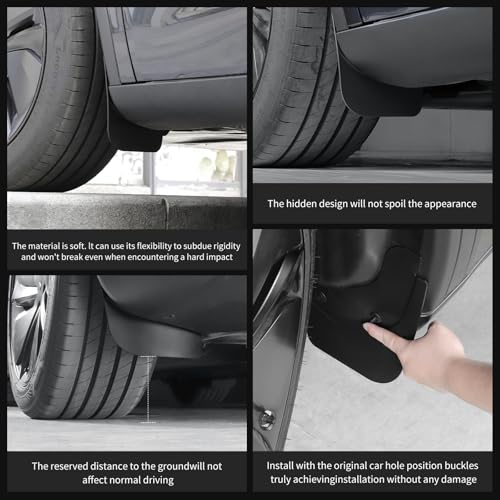 Image of LUCKEASY 4pcs Car Mud Flaps Splash Guard Fender for Tesla Model Y Juniper 2025 2026 Fender Mudguard Exterior Accessories TPE Black