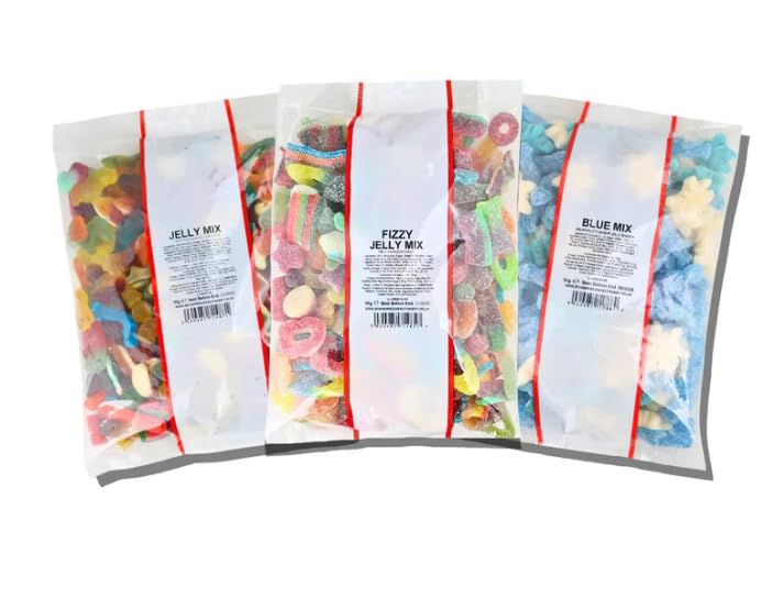 Pick n Mix Sweets Bulk 3kg | Fizzy Jelly and Blue Mix | Large Retro Candy Sweeties Assortment | Sharing & Gifting | Monmore Confectionery