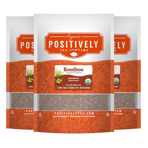 Image of Positively Tea, Organic Rooibos Tea Sampler, Loose Leaf, 4 Ounce, 3 Pack