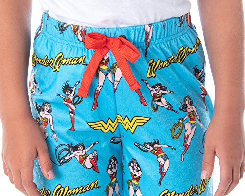 DC Comics Girls' Wonder Woman Vintage Character Allover Pattern Kids Lounge Sleep Pajama Pants4