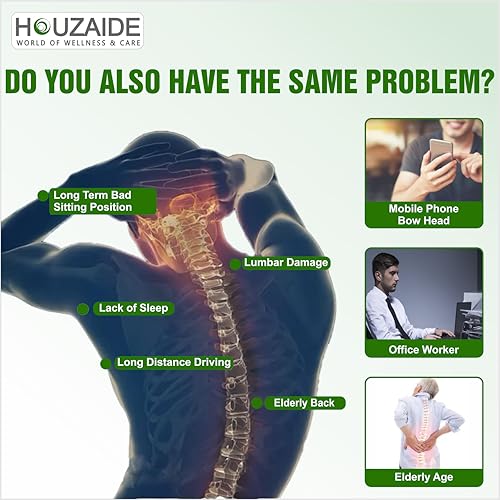 Image of HOUZAIDE WORLD OF WELLNESS & CARE Battery Powered Neck And Shoulder Massager For Neck, Shoulder And Migraine Pain Relief | 6D Massage Device With Heat & Kneading | Holi gift options,Cream