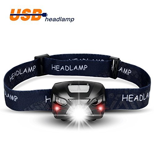 LED Headlamp Flashlight,USB Rechargeable Super Bright Headlights 300 Lumens, 6 Lighting Modes, White & Red LEDs, Waterproof Hard Hat Ligh Great for Camping, Running, Hiking and Reading