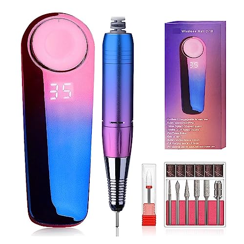 Taladro eléctrico para uñas, Taladro de uñas eléctrico 35000RPM for manicura, torno profesional con pantalla LCD, herramienta salón recargable