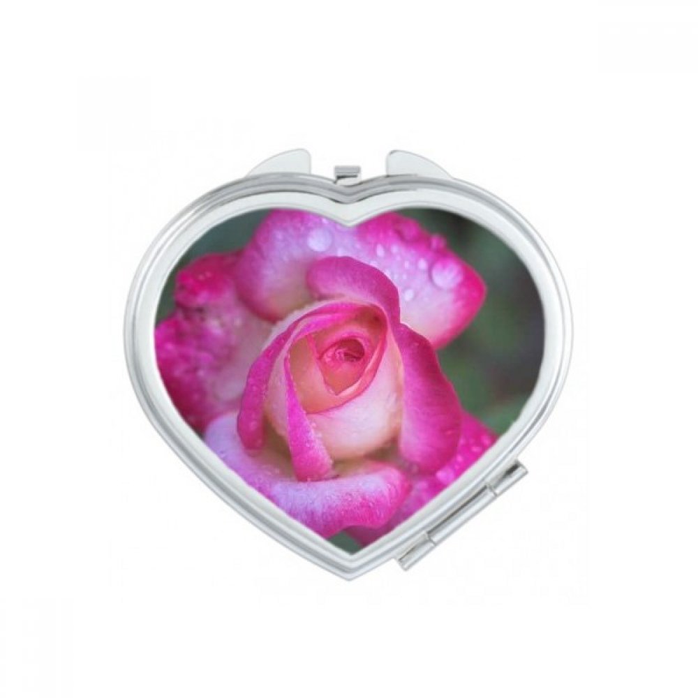 Miroir compact mignon double face fleurs de coeur petit miroir main portable