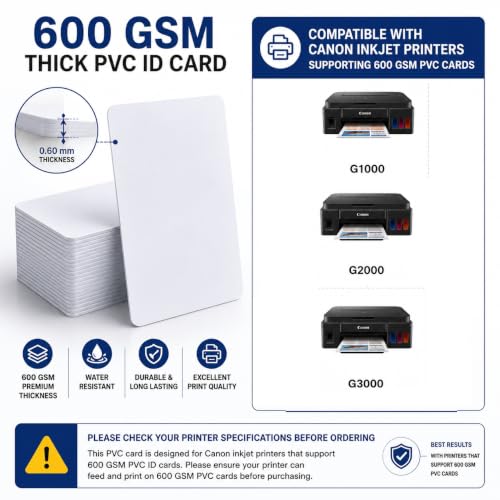 Image of MOREL PVC THIN ID CARDS 600 GSM COMPATIBLE FOR CANON PRINTERS G1000 G2000 G3000 INKJET PRINTER. |PACK OF 25| (AADHAR CARD, COLLEGE ID CARD GATE PASS, ETC)