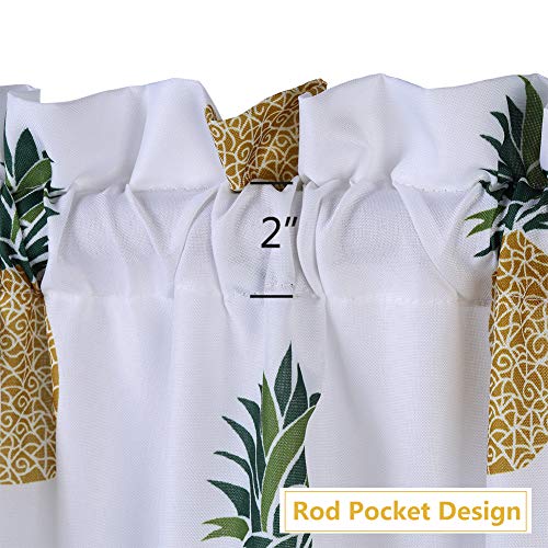 Nanan Cafe Curtains 24 Inch Length, Pineapple Soft Microfiber Kitchen Window Curtains, Floral Small Tier Curtains, Set Of 2 (Green, 30"X24") #TOP2