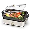 HZHNS Elektrische grill kookpot 2 in 1 elektrische pan – multifunctionele koekenpan met grillplaat & diepe pan, hotpot…