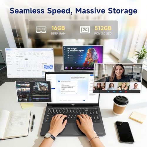 Image of NIMO 2026 Edition Business Laptop, Intel High-Performance N150 CPU, 16GB RAM, 512GB SSD, 65W Type-C Fast Charging, Backlit Keyboard, 15.6 inch Thin& Portable Computer for Student Home Office Productivity