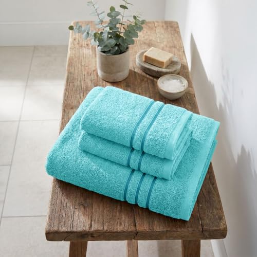 Image of MYTRIDENT Towel Set| Comfort Living | Quick Drying | Travel Friendly | for Men /Women | 3 PC Towel Set | 1 Bath (70 cm x 140 cm) 2 Hand (40 cm x 60 cm) | 100% Cotton 400 GSM - Sea Green
