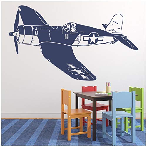 azutura Avion de la Seconde Guerre Mondiale Sticker Muraux Avion de Chasse Autocollant Mural Garçons Chambre à Coucher Décor Disponible en 5 Dimensions et 25 Couleurs Moyen Royal Bleu