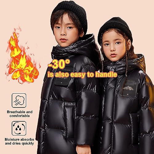 Mid-Length Thickened Children's Down Jacket, Warm Hooded, Fashionable Winter Clothing2
