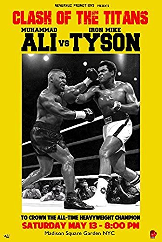 Laminated ALI vs Tyson Poster Muhammad Ali and Mike Tyson Fight Rare HOT New 24x36
