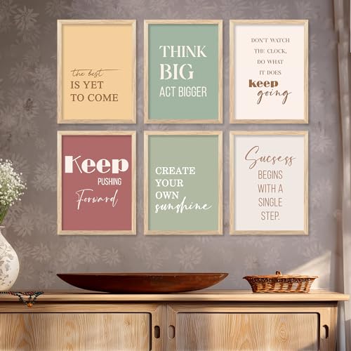 Image of kotart Motivational Quotes Decorative Wall Hanging frames for Living Room | Bedroom | Office | Gift | Decoration frames for Home | Painting wall Decor - Set of 6 (13x17, C) Pack of 6