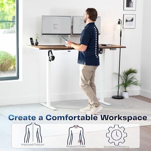 Image of VIVO Electric 71 x 30 in Rustic Standing Desk, Memory Height Adjustment, 1B Series, Holds 220 lbs, Vintage Brown Top White Frame, DESK-KIT-1W7N