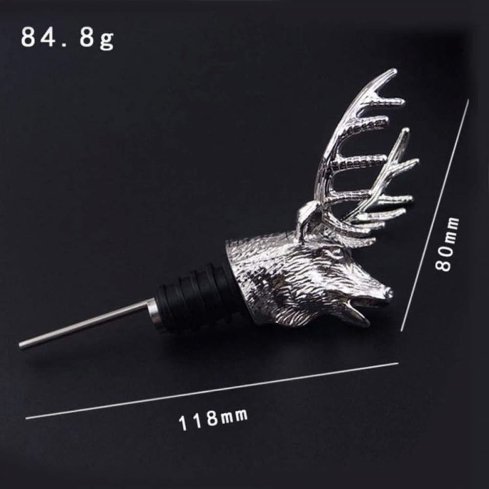 Animal Wine Pourer Deer Head Wine Pourer Aerator Deer Bottle Pourer Stopper Liquor Pourer with Conical Spout for Wine Oil Vinegar Liquid