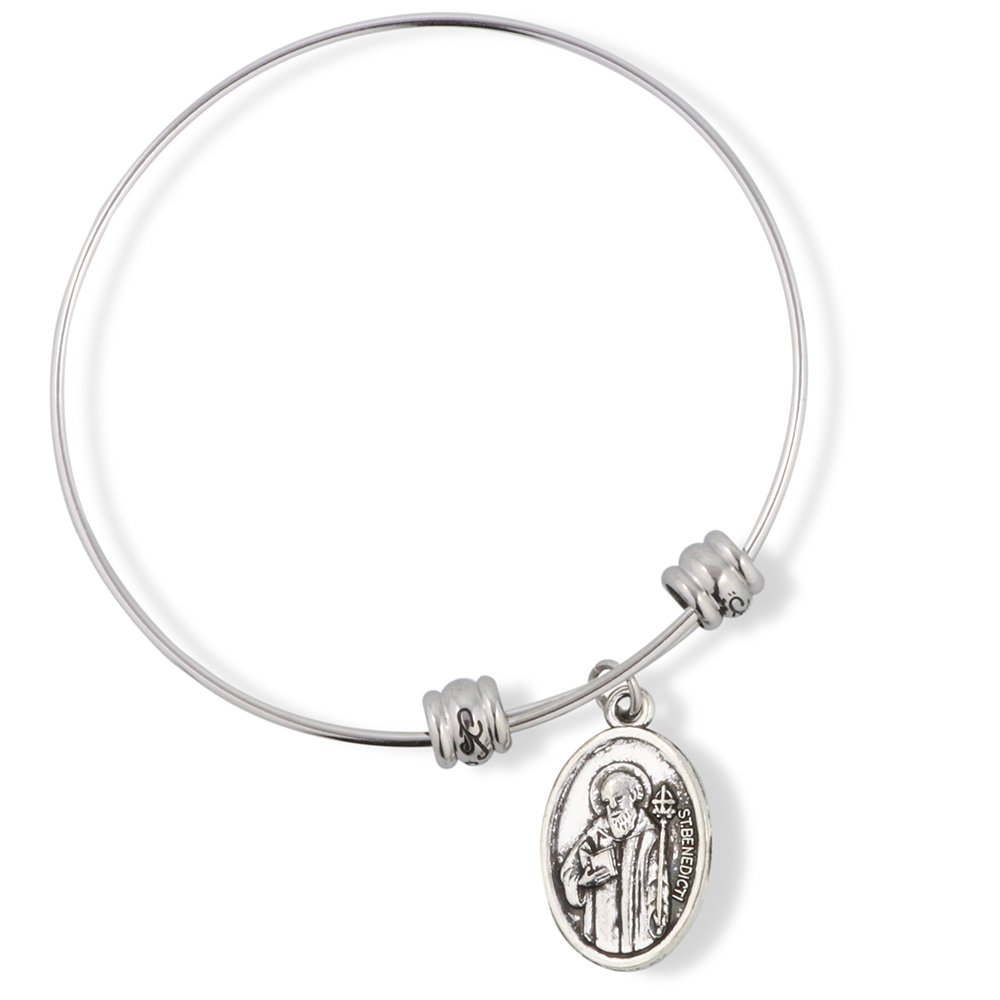 Dave The BunnyEPJ Catholic Gifts Saint St Benedict Medal San Benito Religious Jewelry Bracelet Bangle for Women Bracelet Bangle Charm Gifts Catholic Bracelet Bangle for Women Men Boys and Girls