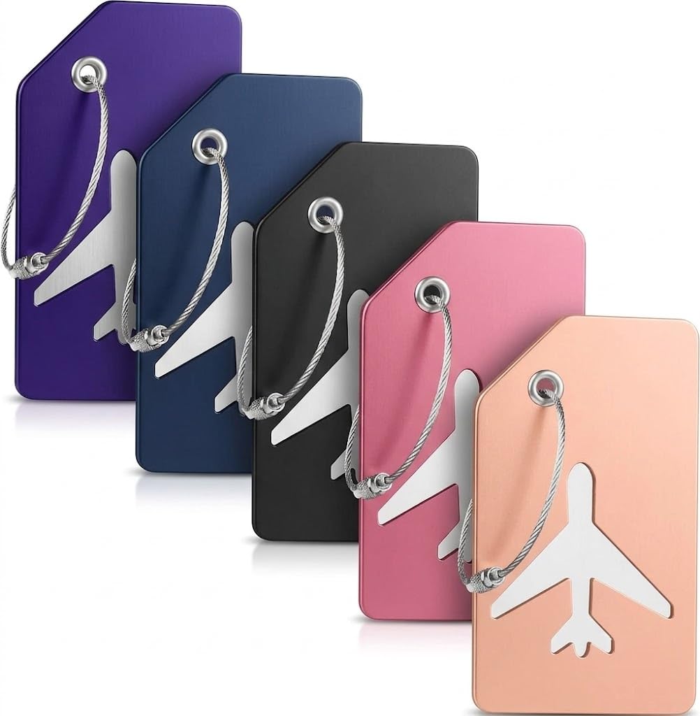 G-KARUNA Silicone Luggage Tags for Suitcases, Travel Bag Name ID Tags with Stainless Steel Loop, Durable Baggage Tags for Luggage, Handbags, Backpacks & Cruise Travel (Pack of 5, Multicolor)-picture-56