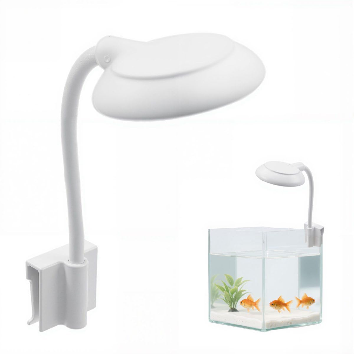 winova 水槽ライト クリップ式 LEDライト 5W 小型 USB給電式 高輝度 照明 360度角度調整可能 水草育成 熱帯魚・メダカ・金魚・アクアリウム用照明 省エネ設計 ワイドクリップ付き（ホワイト）