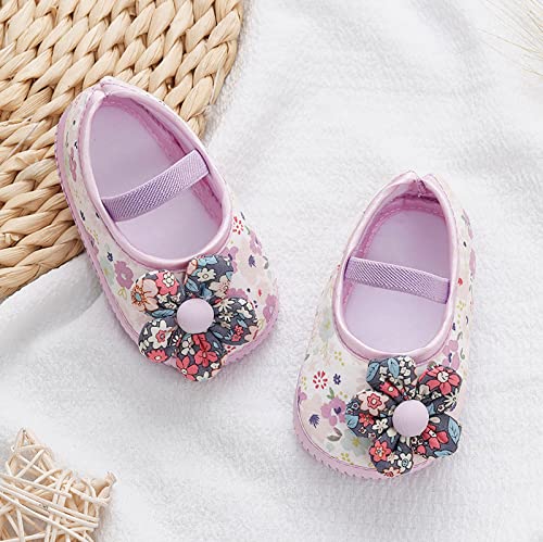 Baby Girls Soft Toddler Shoes Infant Toddler Walkers Shoes Colorful Flowers Princess Shoes Sandals Infant Shoes Boys (Purple, 11 Infant)4