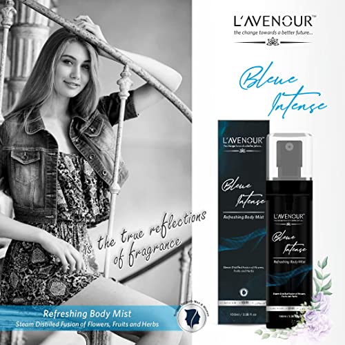 Image of L'avenour Blue Intense Refreshing Body Mist For Men & Women, Long-lasting Fragrance, Refreshing, Skin-Friendly, SLS & Paraben Free, Travel Friendly Perfume Body Spray - 100ml (Pack of 2)