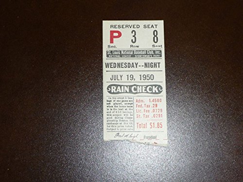 1950 CARDINALS BASEBALL TICKET VS GIANTS
