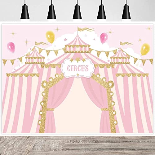 Rosa Circo Telón de Fondo Carrusel Grande de la Parte Superior de la Carpa de Fondo de la Chica de la Fiesta de Cumpleaños de Postre Pastel de Decoración de Mesa para Baby Shower Banner de 180X120cm