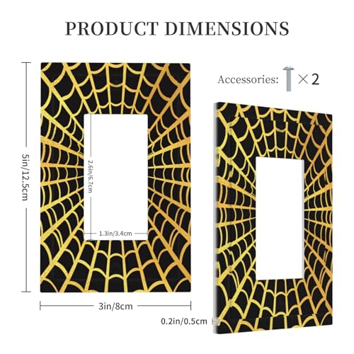Decorative Outlet Covers Black Background with Golden Spiderweb Spider 1 Gang Rocker Light Switch Cover Plate Single Decora Light Switch Covers Wall Plate Faceplate for Home Decor