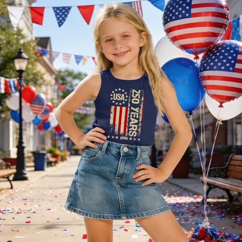 Image of CAZYCHILD Girls American Flag Tank Tops Boys 4th of July Shirts USA Summer Sleeveless Tee Independence Day Outfit 5-14y