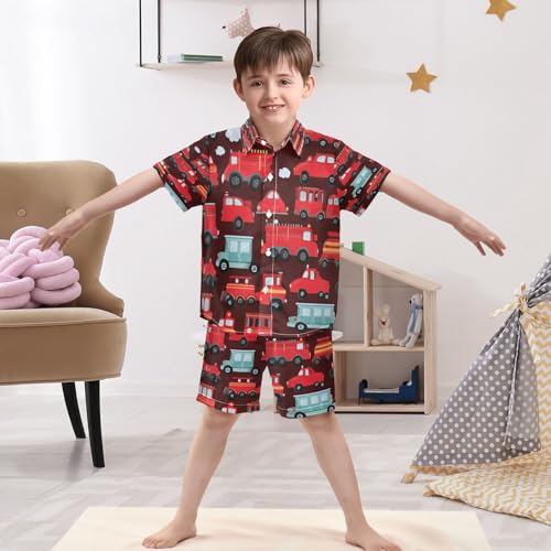 Image of Boccsty Red Strawberry Boy Summer Shorts Sets Hawaiian Toddler Boys T-Shirt & Pants 2 Pcs 3T-10T