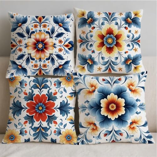 Housse coussin exterieur de qualité supérieure imitation lin imperméable style bohème