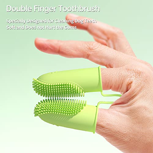 Image of 3 Pack Finger Toothbrush Kit for Easy Teeth Cleaning, Double-Finger Toothbrush Dental Care for Puppies, Cats and Small Pets